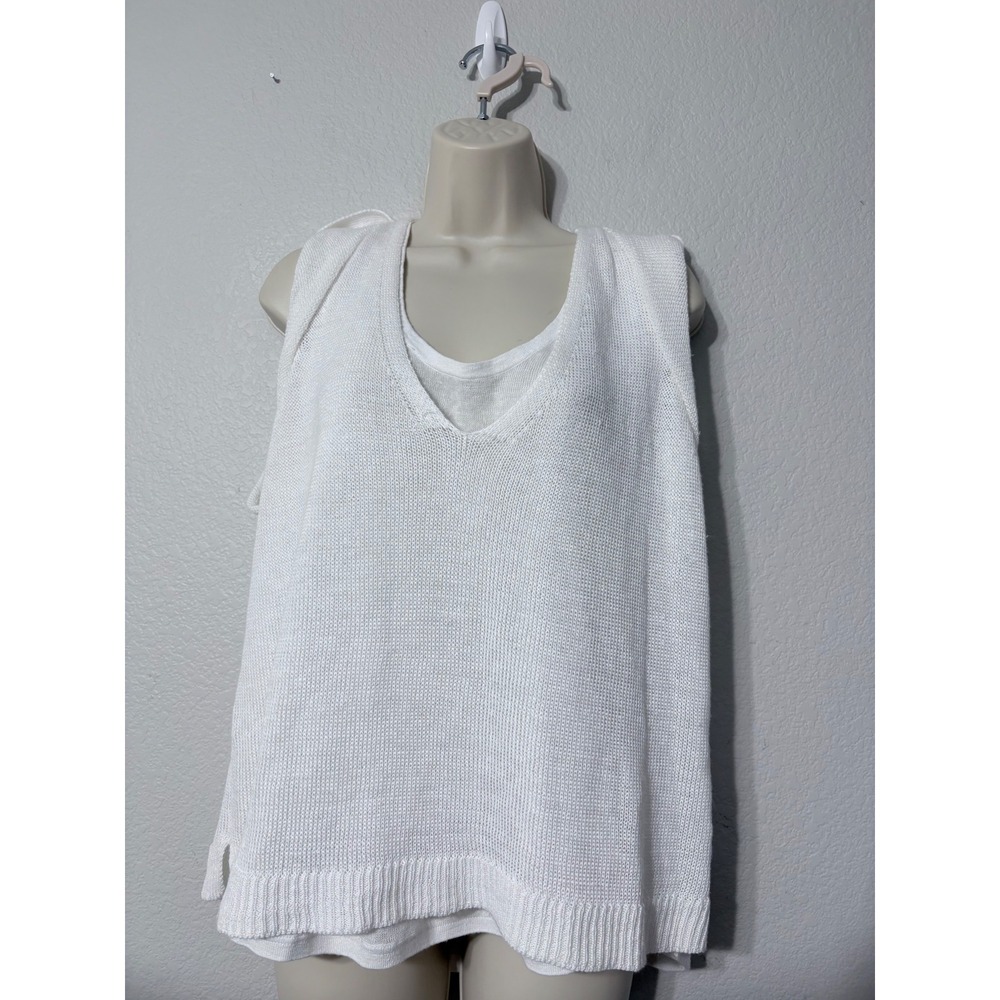 Brochu Walker White V-Neck Knit Sweater Vest